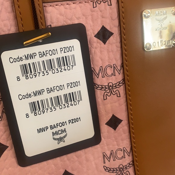 💯 NWT! MCM Anya Medium Visetos Zip Top Shopper In Soft Pink - Picture 13 of 13